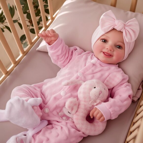 🆕17Inch Full Body Viny Newborn Baby Poseable Limbs Cute Girl with Accessories - Picture 6 of 11